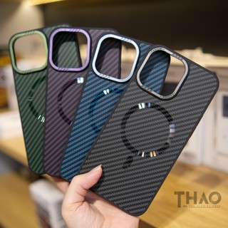 Ốp lưng KF vân carbon tích hợp vòng sạc từ tính dành cho iPhone
