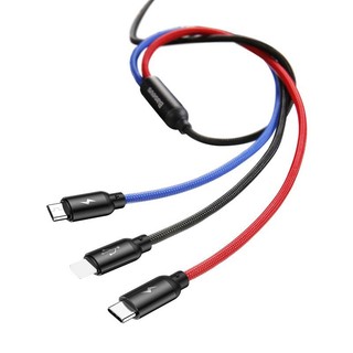 Cáp chia baseus đầu USB ra 3 đầu Type-C, Micro, LN
