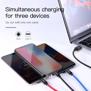 Cáp chia baseus đầu USB ra 3 đầu Type-C, Micro, LN