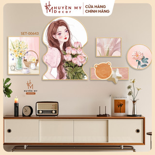 Set 5 Tranh Dán Tường Nghệ Thuật, Tranh Dán Tường Trang Trí Phòng Khách, Phòng Ngủ, Spa, Tiệm Nails - Huyền My Decor
