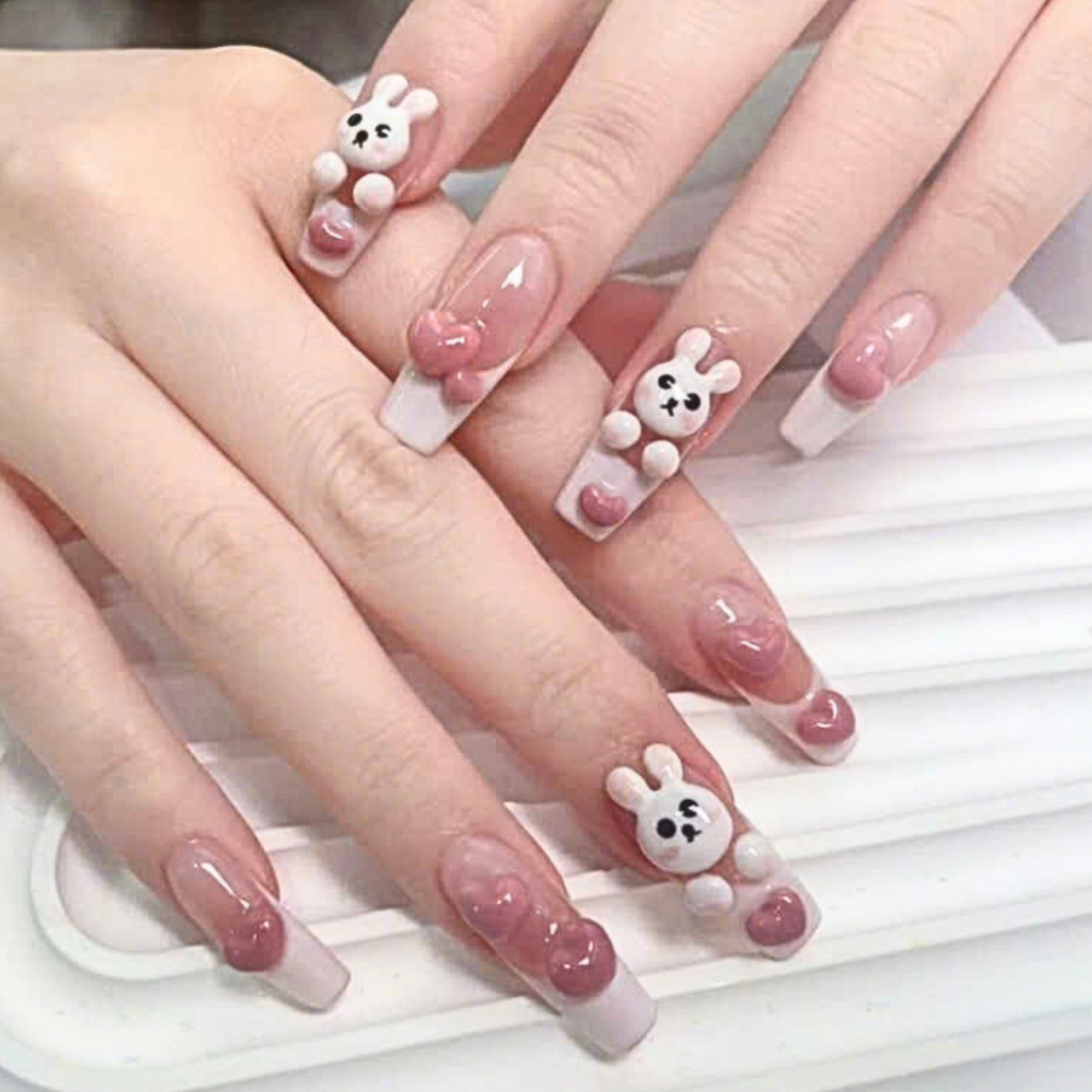 Nail box thiết kế họa tiết thú nổi dễ thương mẫu mới tặng kèm keo dũa