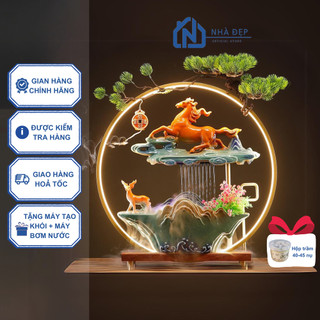  Thác nước phong thủy Mã Đáo Thành Công kèm kệ led decor tiểu cảnh để bàn trang trí nhà cửa an nhiên 