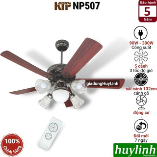 Quạt trần đèn cánh gỗ kim thuận phong ktp np507