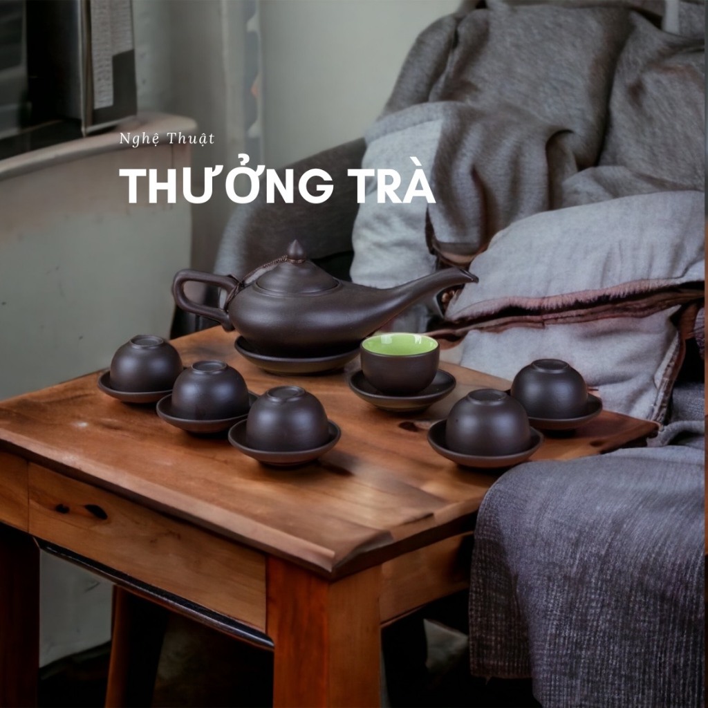 Bộ ấm chén tử sa Bát Tràng dáng  ALADIN