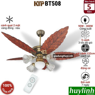 Quạt trần đèn cánh gỗ hình lá kim thuận phong ktp bt508