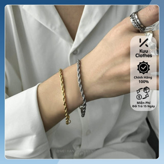 Vòng tay nam vòng tay xoắn ốcc Smooth Men's Cá Tính Streetwear Kuu Clothes Màu Vàng Bạc Đẹp Cao Cấp - Lắc Tay Nam Titan