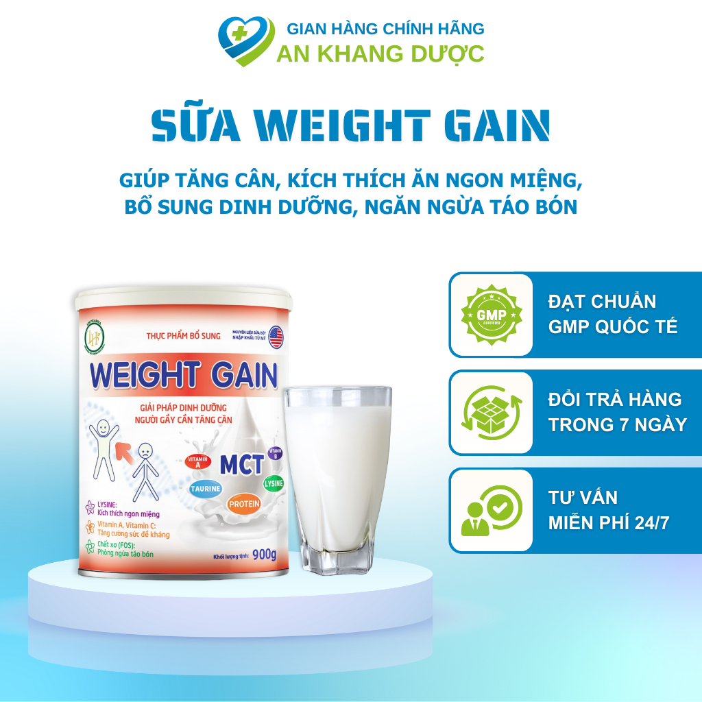 Sữa Tăng Cân WEIGHT GAIN Sữa Non Tăng Cân Cho Người Gầy, Bổ Sung Dinh Dưỡng, Tăng Cường Hấp Thu - Hộp 900G