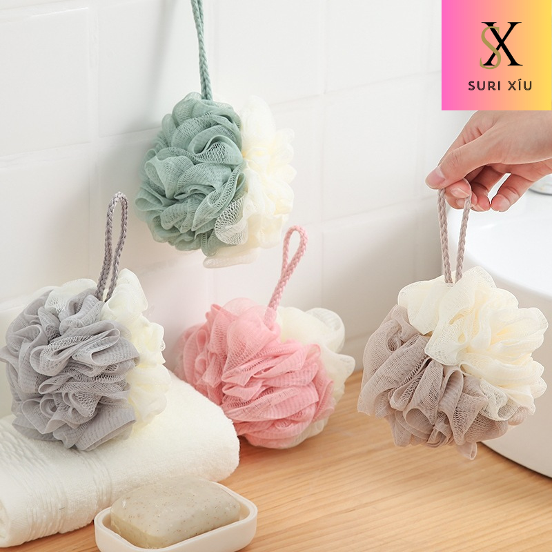 Combo 2 Bông Tắm Tròn Cao Cấp 2 Màu, Siêu Tạo Bọt Kì Cọ Tẩy Da Chết Siêu Mềm G31 - SURI XÍU SHOP