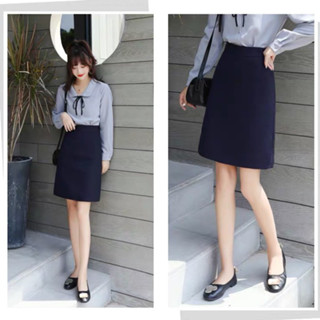 Chân Váy Chữ A Công Sở Có Túi Chéo 2 Bên Dài Tới Gối TC D50cm Susuclothing