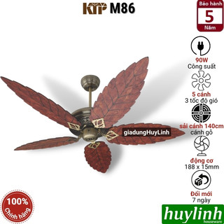 Quạt trần cánh gỗ hình lá kim thuận phong ktp m86 - 5 cánh