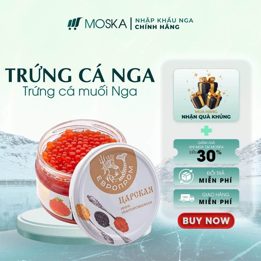 Trứng Cá Hồi Nhập Khẩu Nga, Trứng Cá Muối Hàng Nội Địa Nga 220g| Moska Shop