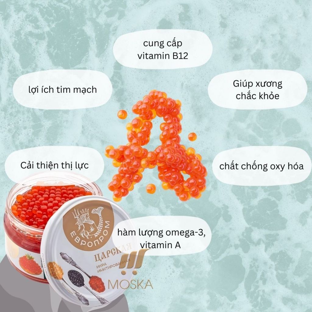 Trứng Cá Hồi Nhập Khẩu Nga, Trứng Cá Muối Hàng Nội Địa Nga 220g| Moska Shop