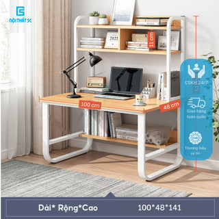  Bàn học bàn làm việc gỗ MDF kèm kệ sách kích thước lớn mẫu mới nhất hiện nay,chân uốn cong cách điệu thiết kế hiện đại 