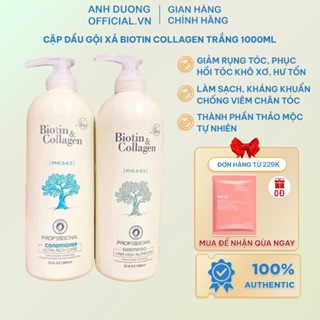Cặp Dầu Gội Biotin Collagen Trắng 1000ml , Combo Gội Xả Biotin Ngăn Rụng Tóc Dưỡng Tóc