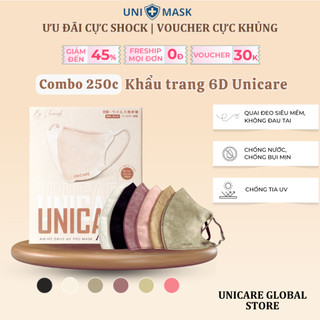  Khẩu trang 6D UNICARE, Khẩu Trang 3 Lớp Cao Cấp Kháng Khuẩn, Kháng Bụi, Siêu Mịn, Không Thấm Nước