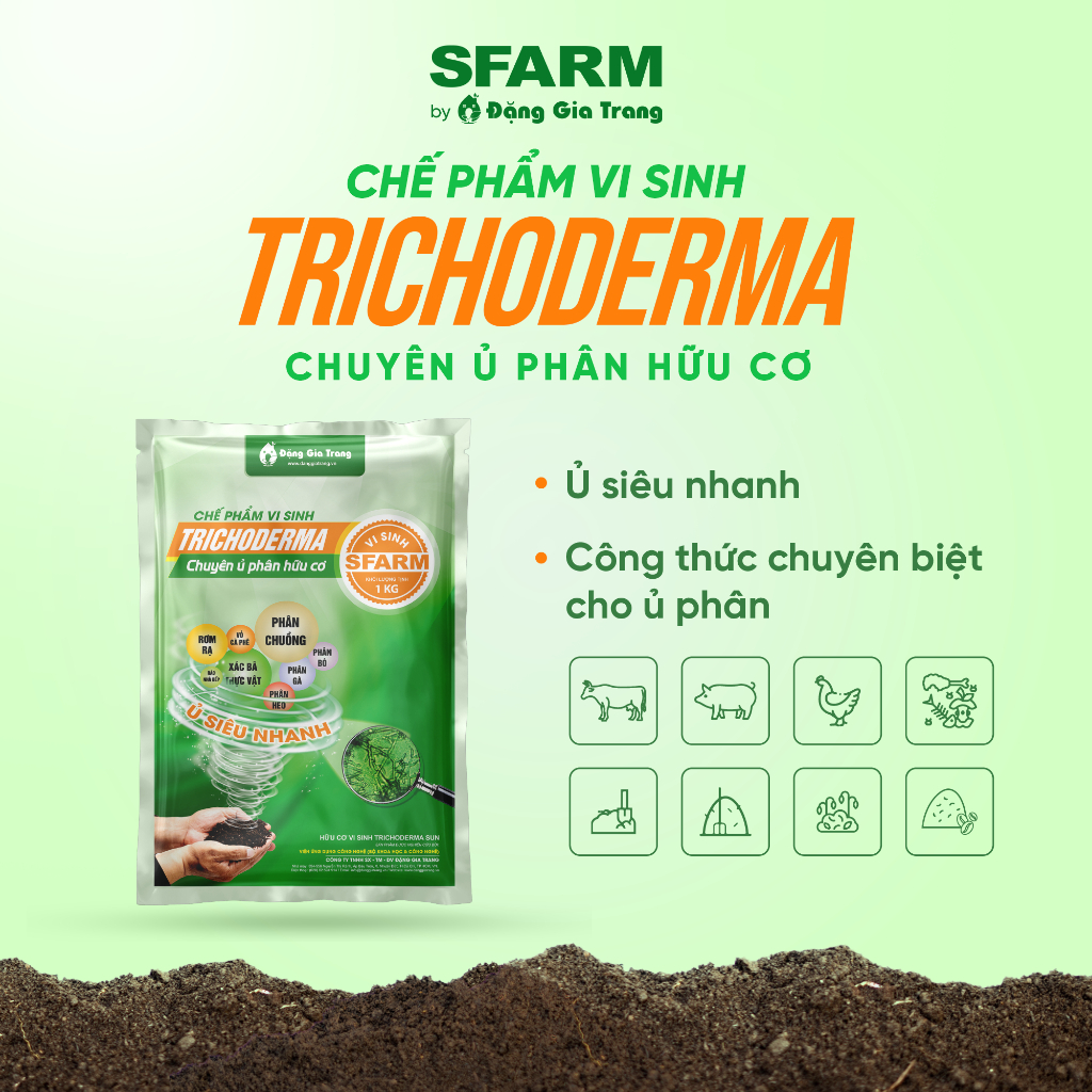 Chế Phẩm Vi Sinh TRICHODERMA chuyên ủ phân | SFARM - Đặng Gia Trang