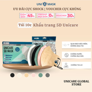  Khẩu trang 5D UNICARE, Khẩu Trang 3 Lớp Kháng Khuẩn, Kháng Bụi, Không Thấm Nước