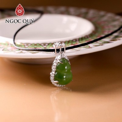 Mặt dây chuyền hồ lô đá ngọc bích bọc S925 - Ngọc Quý
