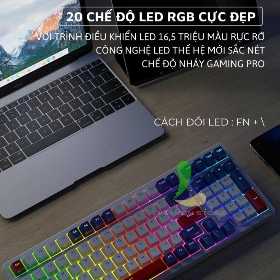 Bàn phím cơ bluetooth Attack Shark K98 - Bàn phím máy tính 100 phím full led, cấu trúc Gasket xịn xò | BigBuy360 - bigbuy360.vn