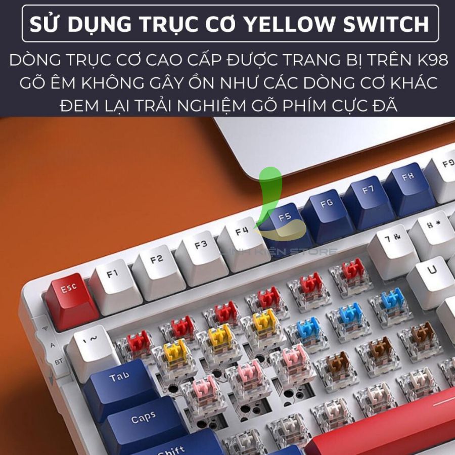Bàn phím cơ bluetooth Attack Shark K98 - Bàn phím máy tính 100 phím full led, cấu trúc Gasket xịn xò | BigBuy360 - bigbuy360.vn