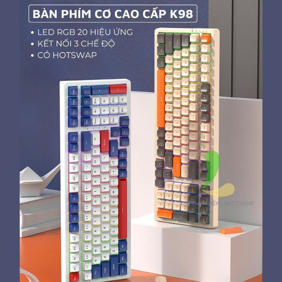 Bàn phím cơ bluetooth Attack Shark K98 - Bàn phím máy tính 100 phím full led, cấu trúc Gasket xịn xò | BigBuy360 - bigbuy360.vn