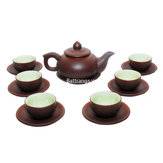 Ấm chén tử sa màu nâu Bát Tràng