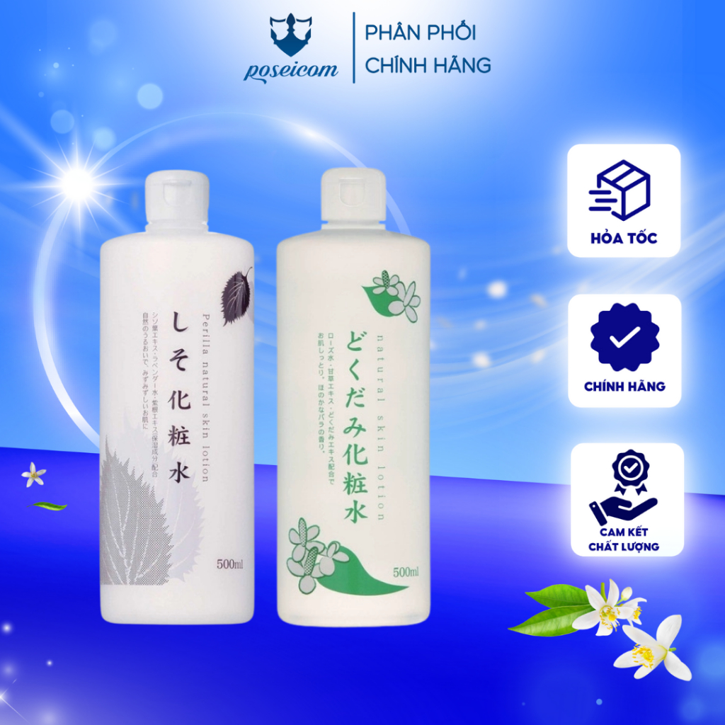  Nước Hoa Hồng Diếp Cá Tía Tô Dành Cho Da Dầu Mụn Toner Chinoshio Dokudami Natural Skin Lotion Nhật Bản 500ml 