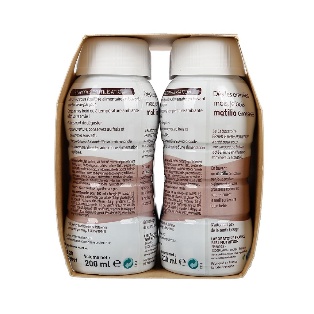 Sữa bầu Matilia Vị Vani Socola Dâu Tây Bánh Quy Sữa Bầu Pha Sẵn Bổ Sung Dưỡng Chất Cho Bé (Lốc 4 hộp) 200ml