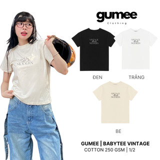 Áo baby tee nữ ôm body local brand, áo thun nữ babytee basic đẹp cotton cao cấp 250gsm đen trắng hồng be - VINTAGE