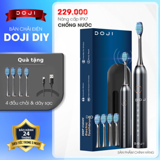 Bàn chải điện Doji cao cấp , 6 chế độ, Công suất mạnh, Công nghệ sóng âm, Tặng kèm 4 đầu chải, Doji