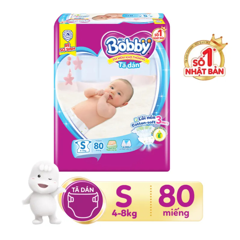 Tã dán sơ sinh Bobby S80