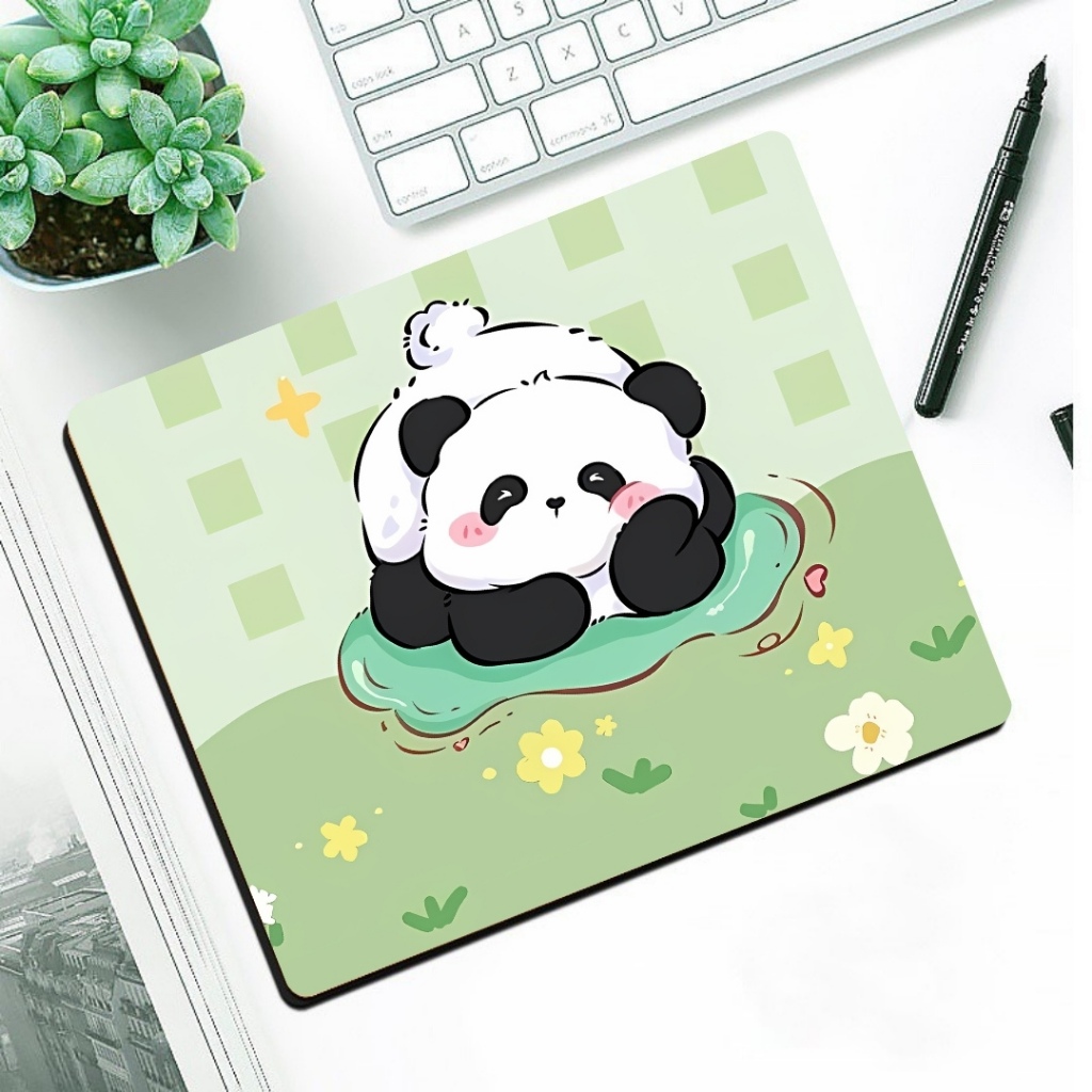 Miếng lót chuột chữ nhật hình gấu trúc Panda hoạt hình đáng yêu