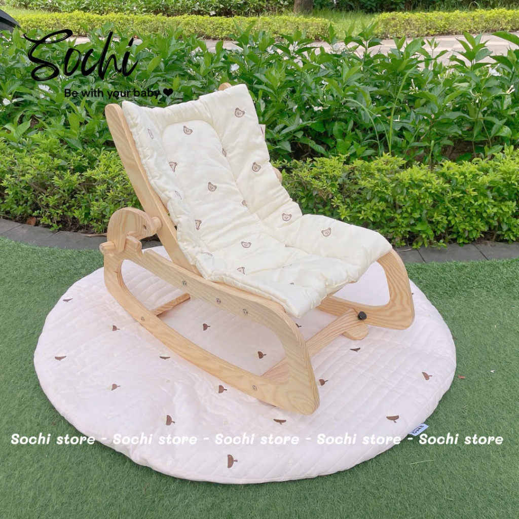 Ghế bập bênh đa năng chân gỗ OME - ghế rocking chair cho bé
