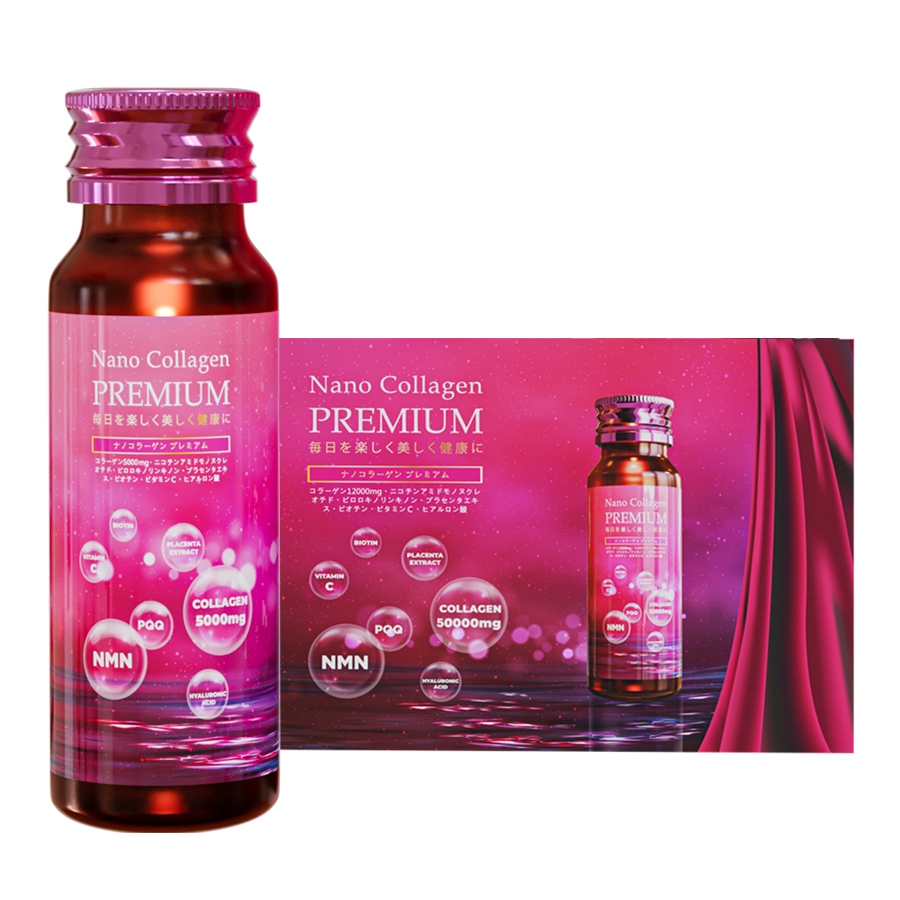 Nước uống Nano Collagen Premium 50000mg bổ sung NMN chống lão hóa 50mL x 10 chai