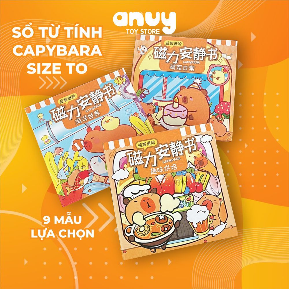 Sổ dán từ tính sticker nam châm Capybara DIY nhà búp bê yên tĩnh nhiều mẫu