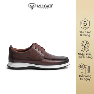  Giày da nam MULGATI Boat Shoes da bò cao cấp da trơn buộc dây - K62-2 