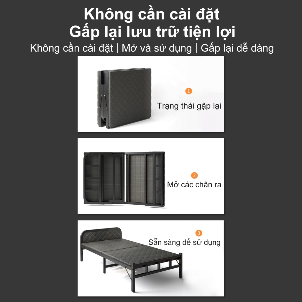 ALVIN 1.9m Giường Gấp Gọn giường gấp gọn văn phòng,xếp khung thép chắc chắn giường xếp đa năng | BigBuy360 - bigbuy360.vn