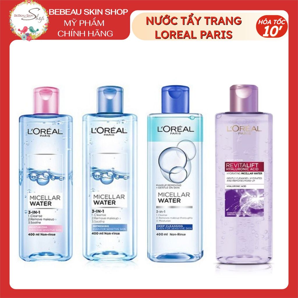 Nước tẩy trang Loreal L'Oreal Paris Micellar Water [Công Ty, Tem Phụ] LOREAL - Bebeauskinshop