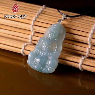 Mặt dây chuyền cẩm thạch A - Mặt dây chuyền Phật Bà phỉ thúy Lam Ngọc chất nếp băng type A - Ngọc Quý