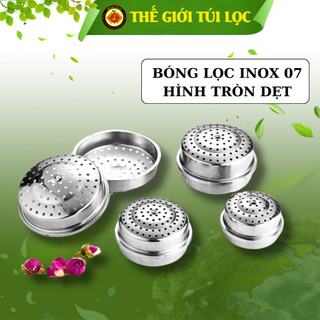 Bóng lọc trà INOX hình tròn dẹt PHUKIENTUILOC, lọc gia vị nấu ăn, không có dây treo - INOX07