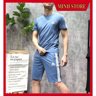 Bộ thể thao nam mùa hè mặc ở nhà chất cotton Poli cao cấp xuất xịn, Đồ bộ nam thể thao co dãn cao cấp BO04 - Minhstore