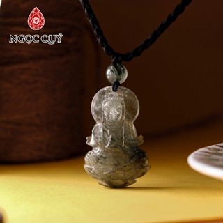Mặt dây chuyền Phật Bà Đá thạch anh tóc xanh - Ngọc Quý