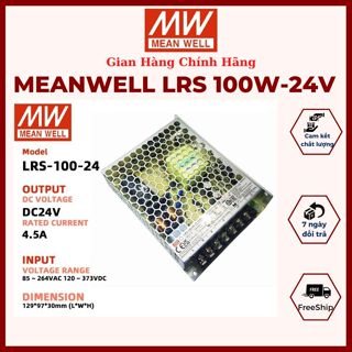 Nguồn Meanwell 24V, LRS-100-24, Nguồn Tổ Ong Sử Dụng Trong Tự Động Hoá, Đèn Led, Camera, Nguồn Máy In, Nguồn Máy Bơm