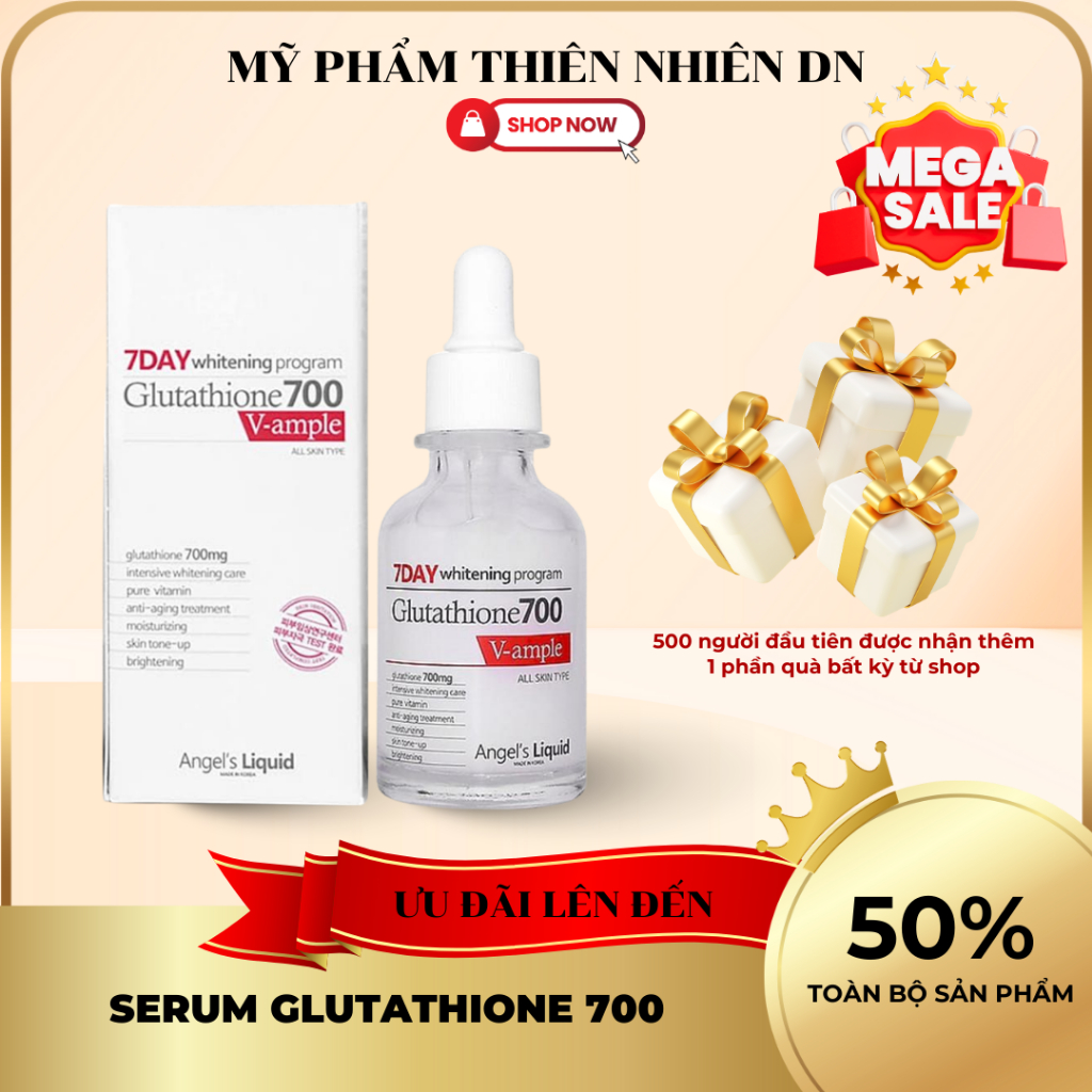 Serum Dưỡng Trắng Da, Cấp Ẩm Angel's Liquid Glutathione 700mg + 5% HA 7Day Whitening Program 30