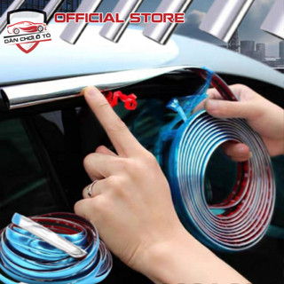 Cuộn nẹp crôm bạc sẵn keo 3m bóc dính phù hợp trang trí nhà cửa và xe hơi, Nẹp Viền Trang Trí Ô Tô