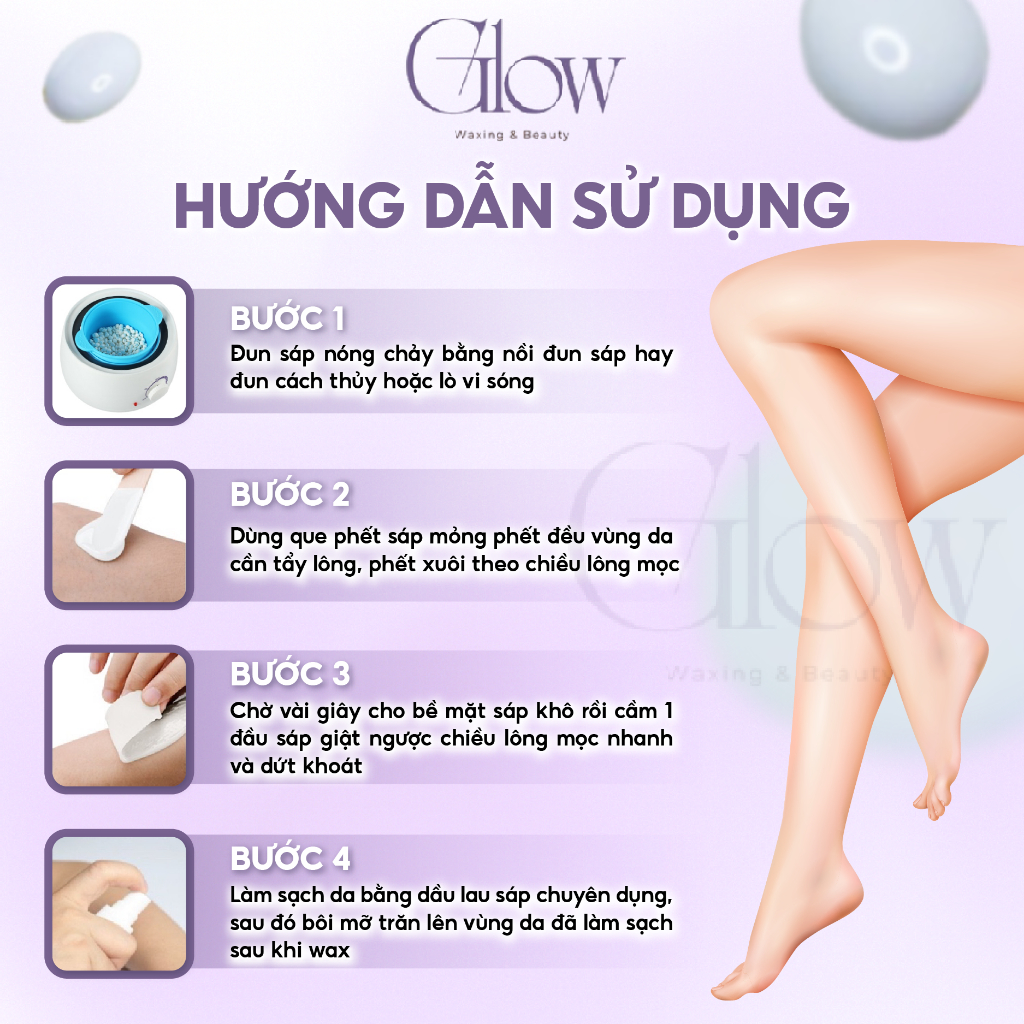 Sáp Wax Lông Túi 100gr Siêu Bám Lông Chuyên Dùng Wax Bikini, Nách... GLOW WAXING Tặng Que Phết Sáp CHE TÊN SẢN PHẨM