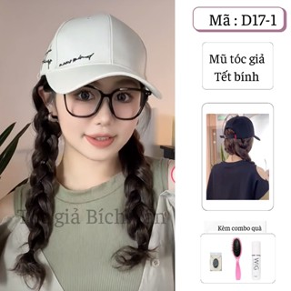 Tóc giả mũ lưỡi trai tết bính sẵn , mũ tóc giả Hàn Quốc