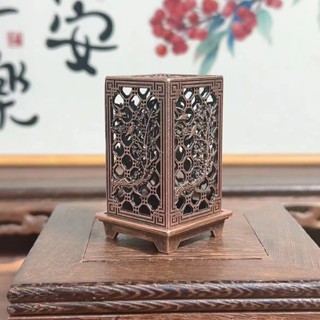 Lư đốt trầm hình trụ vuông Song Én mini, lò đốt xông trầm nhỏ, bình đốt trầm hương bằng kim loại
