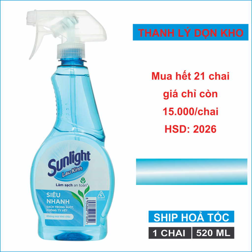 Nước lau kính Sunlight chai 520ml