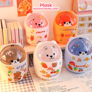 Thùng Rác Mini Xọt Đựng Rác Mini Nắp Lật Hình Gấu Để Bàn Dễ Thương Cute